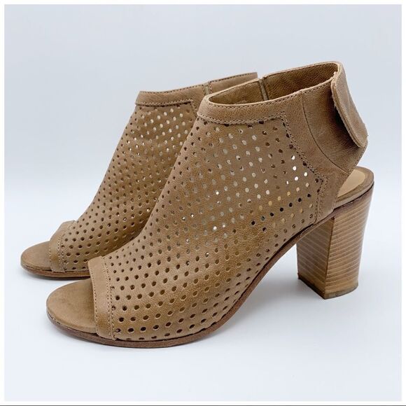 Steven by Steve Madden Tan Brown Perforated Open Toe Sandal Booties Sz 38/8 - Picture 14 of 14